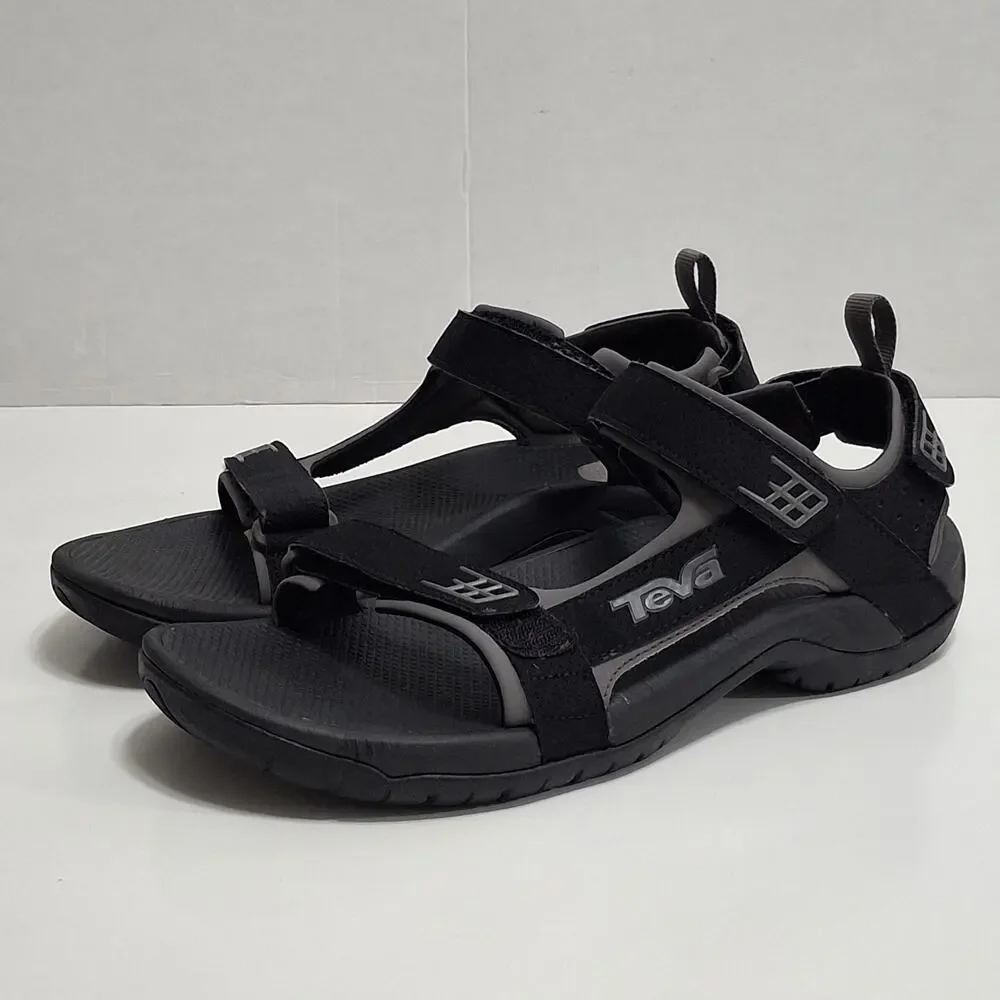 Teva Minam Sandals Mens 10 Hiking Strappy Comfort Low Top Flat Hook & Loop Black